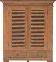 Schrank Louvre Kleiderschrank Lamellentüren Teak massiv