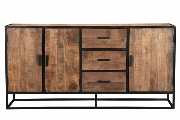 Sturdy Sideboard Mangoholz Stahlgestell Mattpolitur Kommode Anrichte Minimalistischer- Stil