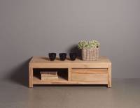 Losari TV-Schrank 120 cm 1 Schublade Lowboard Kommode unbearbeitetes Teakholz Landhausstil