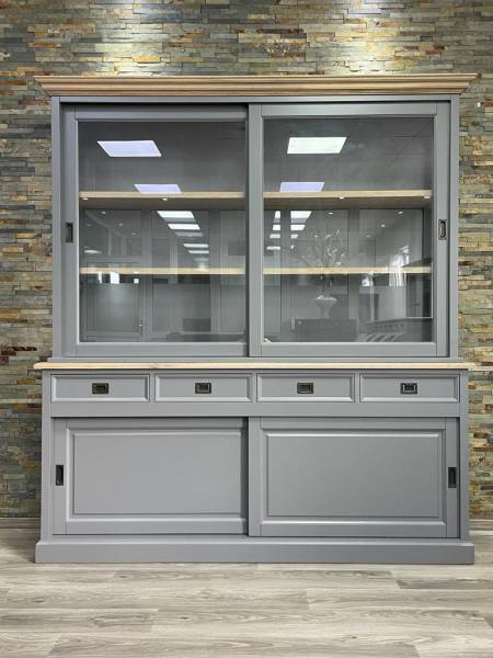 Vitrinen Schrank Neuss grau/eiche ab 120cm - Buffetschrank Größen &amp; Varianten wählbar