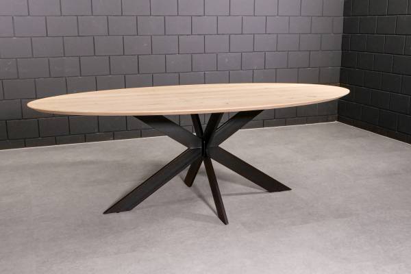 Esstisch Trondheim ab 200cm - Eiche massiv mit Spider Fineline Metallgestell