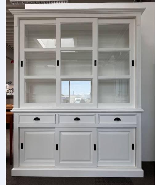 Landhaus Vitrinen Schrank 180 cm weiß