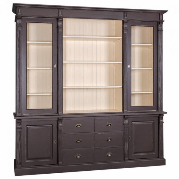 Französischer Bücher Schrank - Landhaus Schrank braun-beige