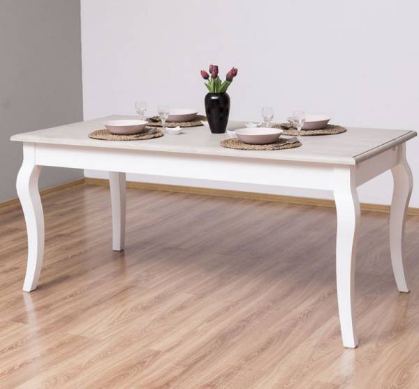 Massivholz Esstisch mit gebogenen Beinen 160 - 210 cm - Landhaus Tisch