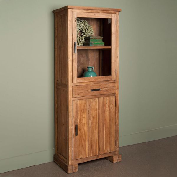 Teakholz Vitrinen Schrank Lorenzo - Vitrine 190 cm