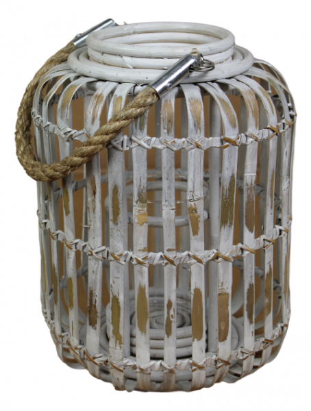 Laterne Kapsel- white wash - bambus