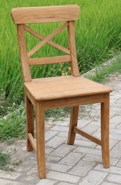 Stuhl Mariotto kreuz aus gebürstetem Teakholz