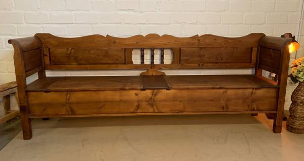 Truhen Bank Biedermeier dunkelbraun