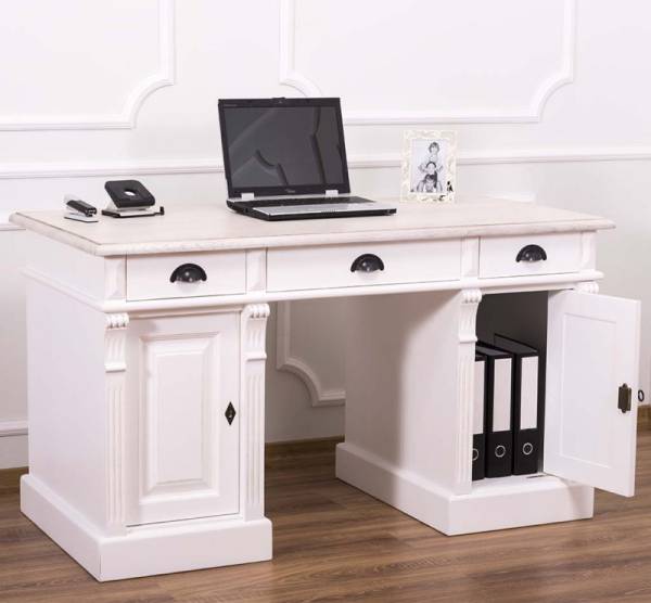 Schreibtisch--Landhaus Stil – mit Eichenplatte - verschiedene Farben