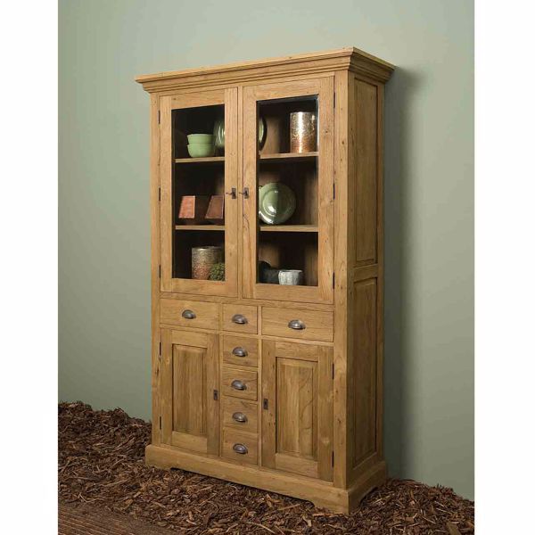 Bologna Buffet Schrank 115cm Vitrinen Schrank Teakholz Landhausstil