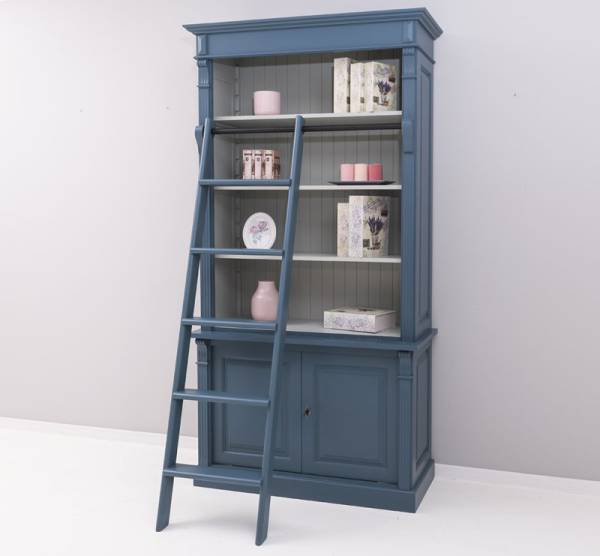2-türiges Bücherregal mit Leiter 120 cm Bücherwand
