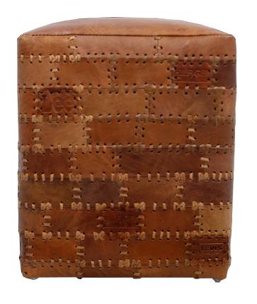 Hocker Patchwork aus Kuhleder