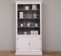 Vielseitiges Bücherregal mit 2 massiven Türen und Regalfläche - dekorative Vitrine