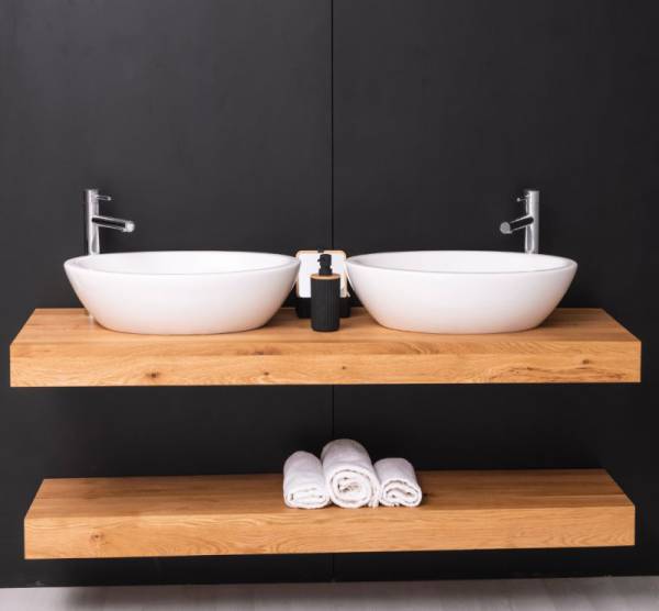 Waschtischplatte Eiche freihängend - 120 oder 150 cm breit - Badezimmermöbel