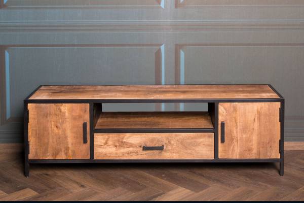 Sturdy TV- Schrank Mangoholz Stahlgestell Mattpolitur Kommode Minimalistischer- Stil