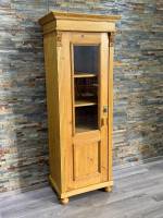 Jugendstil Vitrinen Schrank mit Glas aus Weichholz - Dielenschrank antik
