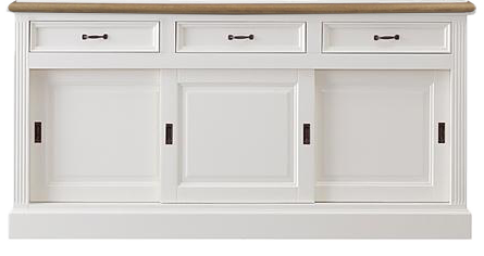 Sideboard Vincenza 160 cm weiß mit Eichenplatte