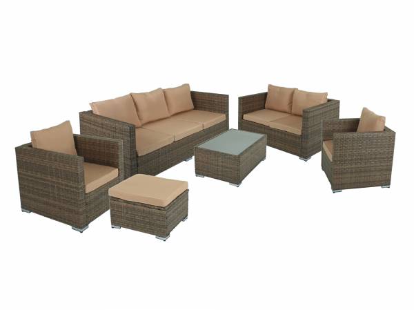 Lounge Set Murcia 6-teilig Stahlgestell, Kunststoffgeflecht Outdoor Möbel