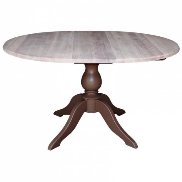 Runder Tisch erweiterbar 120 cm x 120 cm + Verlängerung 40 cm - Eichenplatte