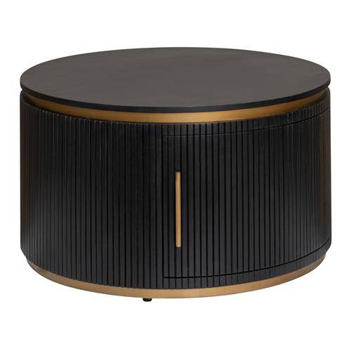 Rivello runder Couchtisch schwarz 80 cm mit Stauraum