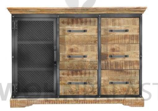 Kommode Industrial 6B aus Mangoholz/Eisen