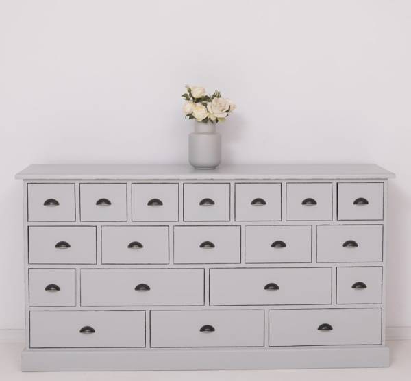 Apothekerschrank–180 cm breit, 19 Schubladen Kommode Landhaus
