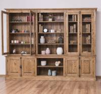 Große Bücherwand im Landhaus Stil mit 4 Glastüren 300cm