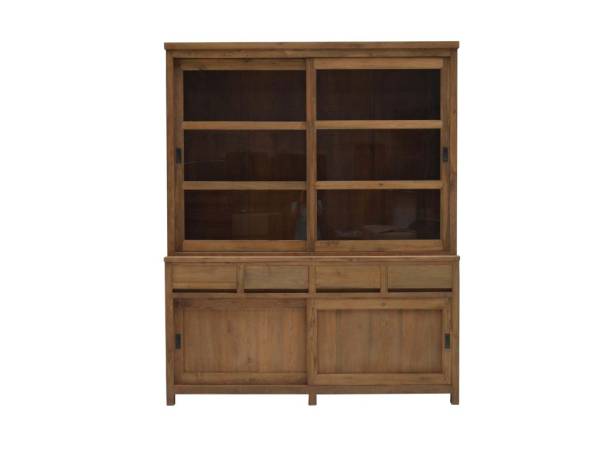 Vitrinen Schrank Ronin Teak 200 cm
