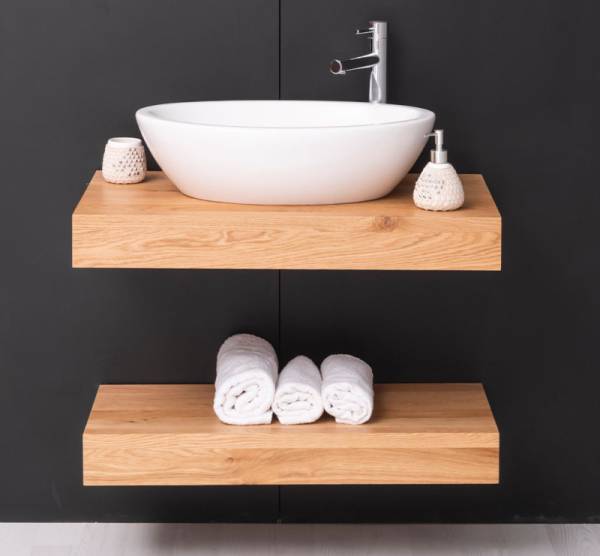 Waschtischplatte Eiche freihängend - 80, 90 oder 100 cm breit - Badezimmermöbel