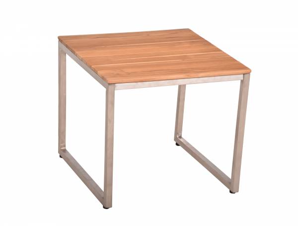 Quadratischer Beistelltisch Teak FSC, geölt, Edelstahl, gebürstet Outdoormöbel