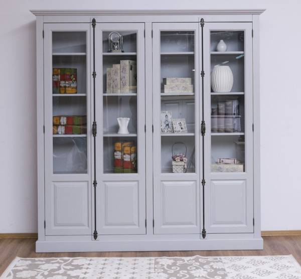 Französischer Landhausstil - Glasvitrine Wohnzimmerschrank Küchenschrank Bücherwand