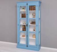 Landhaus - Massiv - Glas - Vitrine mit verstellbaren Regalböden und seitlichen Glasscheiben 110 cm