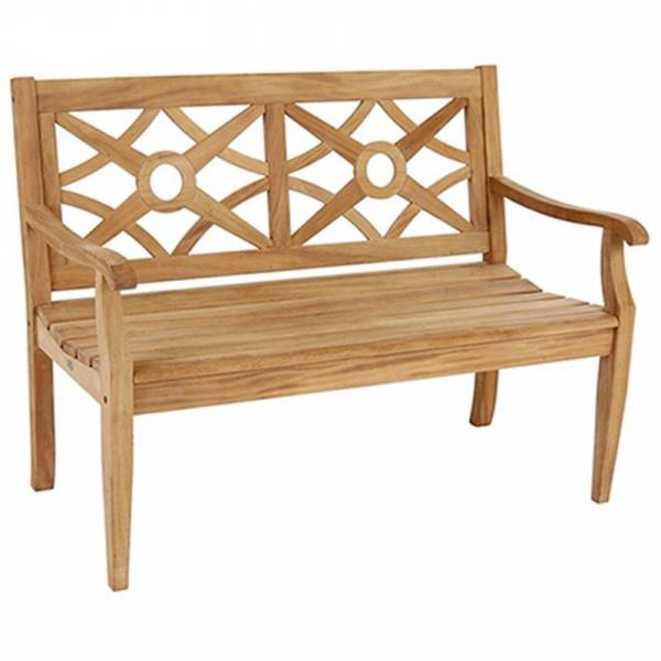 Gartenbank 2-Sitz Teak, unbehandelt, Outdoormöbel