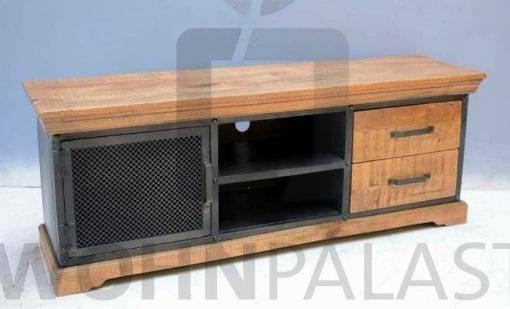 TV-Lowboard Industrial 1D aus Mangoholz/Eisen
