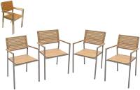 Stapelstuhl Teak 4er Set Edelstahl FSC, geölt, Garten, Terrasse, Balkon Stapelstuhl Teak 4er Set Edelstahl FSC, geölt, Garten, Terrasse, Balkon