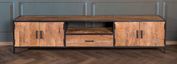 Sturdy TV- Schrank Mangoholz Stahlgestell Mattpolitur Kommode Minimalistischer- Stil