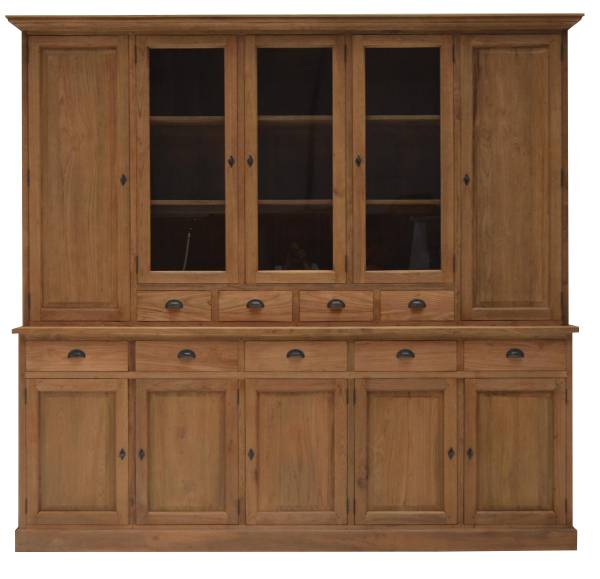 Vitrinen Schrank Teak 2-teilig - Teakholz massiv 260cm