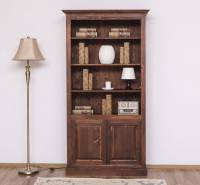 Bücherregal mit 2 massiven Türen und Regalfläche - Landhaus Schrank