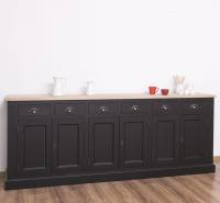 Landhaus Sideboard mit 6 Türen und 6 Schubladen mit Eichenplatte Kommode 234 cm